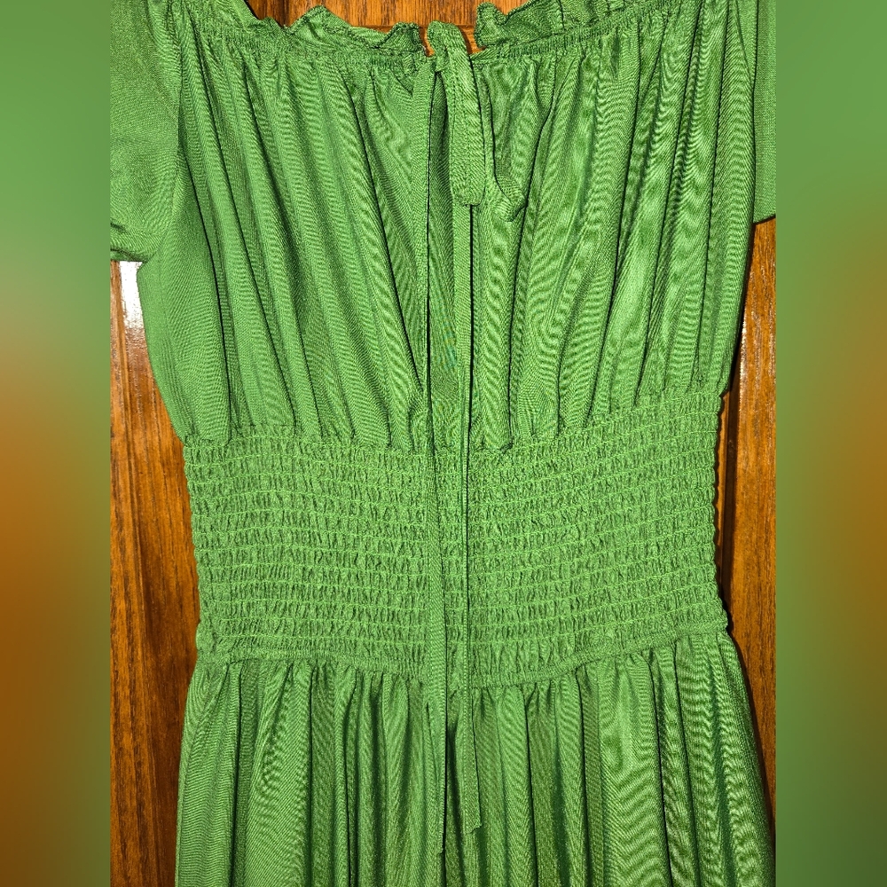 Amazon Generic Renaissance Green Ruched Ruffled Cottage Corset Peasant S… - Picture 2 of 3